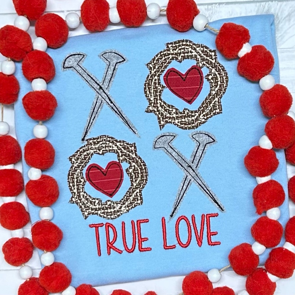 New made to order Valentine’s Day True Love Applique Kids Short Sleeve Tee